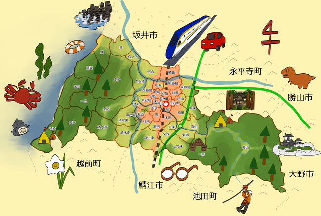 福井市内各地区の地図