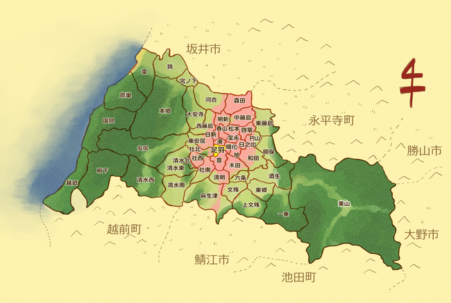 足羽地区の地図