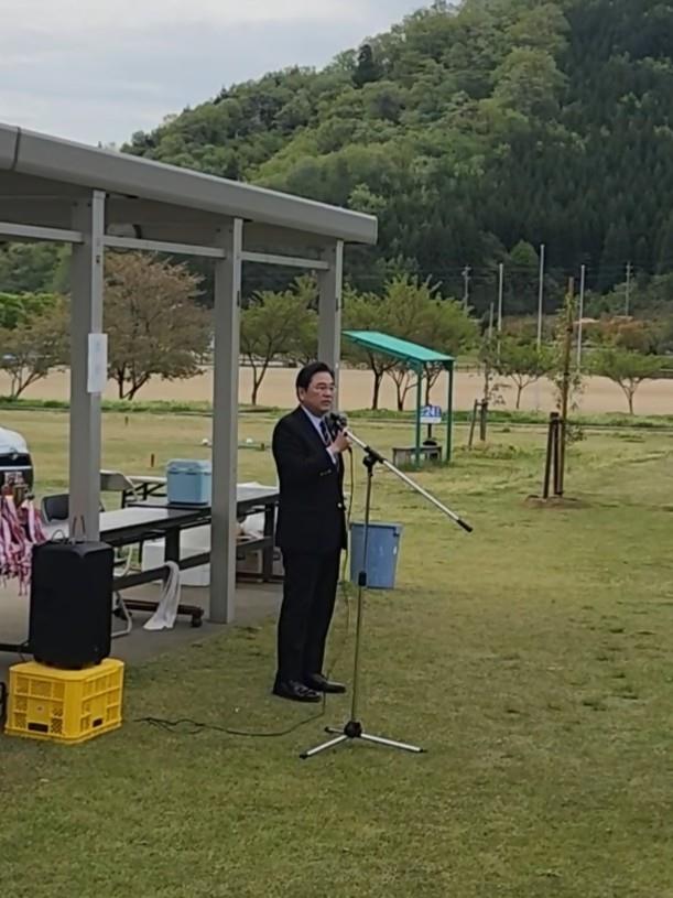 福井市長杯マレットゴルフ大会 開会式の写真