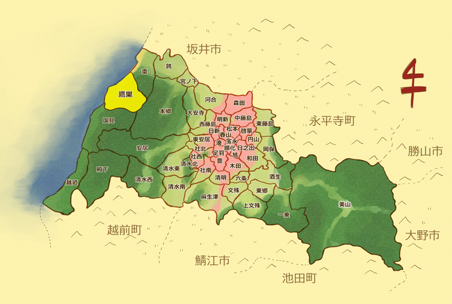 鷹巣地区の地図