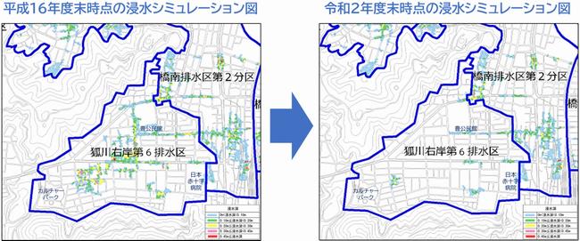 狐川右岸第6浸水シミュレーション図全体