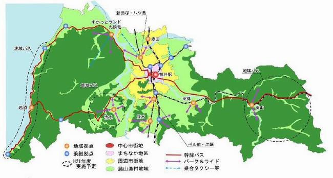 地域コミュニティバスの運行地域の区分